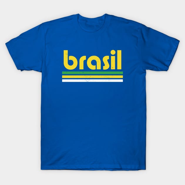 Retro Brasil Word Art // Proud Brazilian Vintage Grunge T-Shirt by Now Boarding